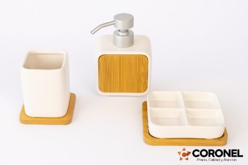 SET CERAM.3 PZ.P/BAÑO CUAD.TIZA C/BAMBOO 242026 24024
