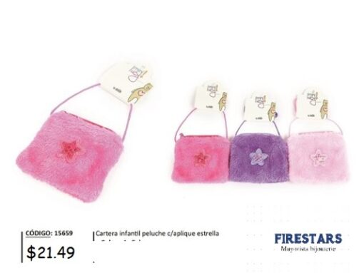 CARTERA INFANTIL PELUCHE C/ APLIQUES 15659