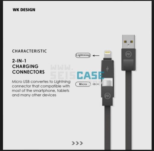CABLE MICRO USB/LIGTHING 2 EN 1 WDC DESIGN