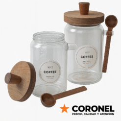 FRASCO TAPA MADERA C/CUCHARA 700CC GLANZ 85045